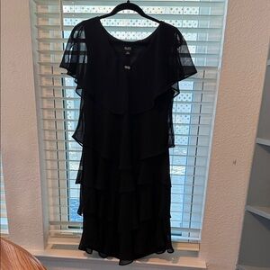 SLNY Black Layered Midi Dress Fancy Size 14